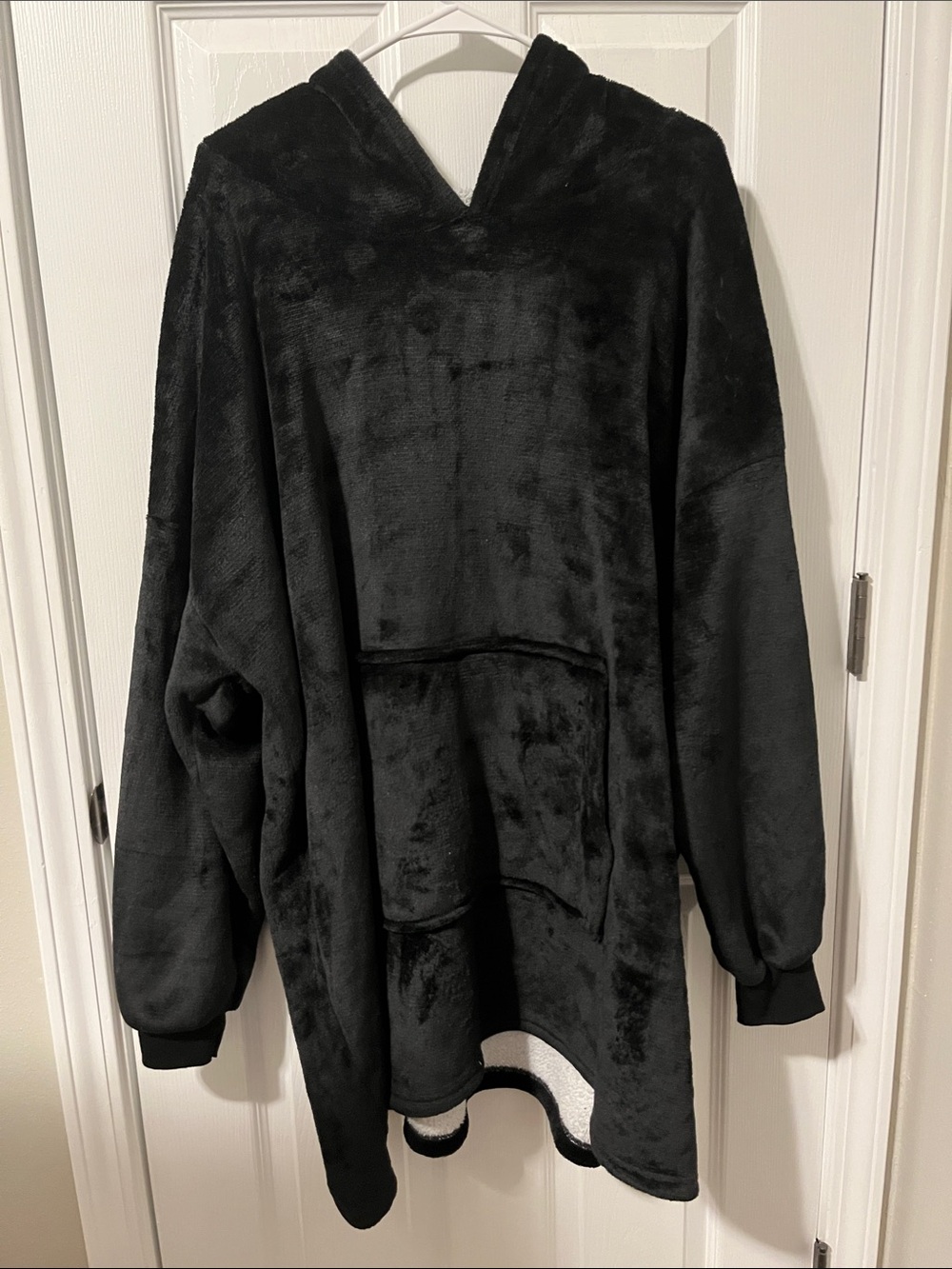 Black Plush Hooded Tunic Sweater